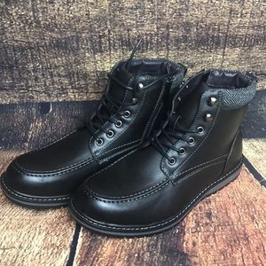 Bruno Marc Apache Black Faux Fur Moto Ankle Boots